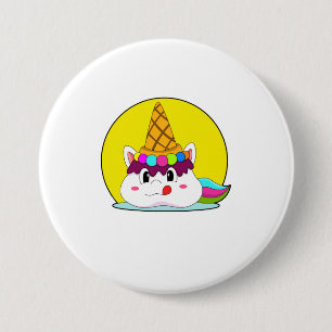 Unicorn with Ice cream cone 3 Inch Round Button