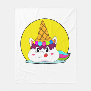 Unicorn with Ice cream cone Fleece Blanket