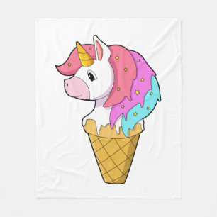 Unicorn with Ice cream Fleece Blanket