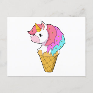 Unicorn with Ice cream Postcard