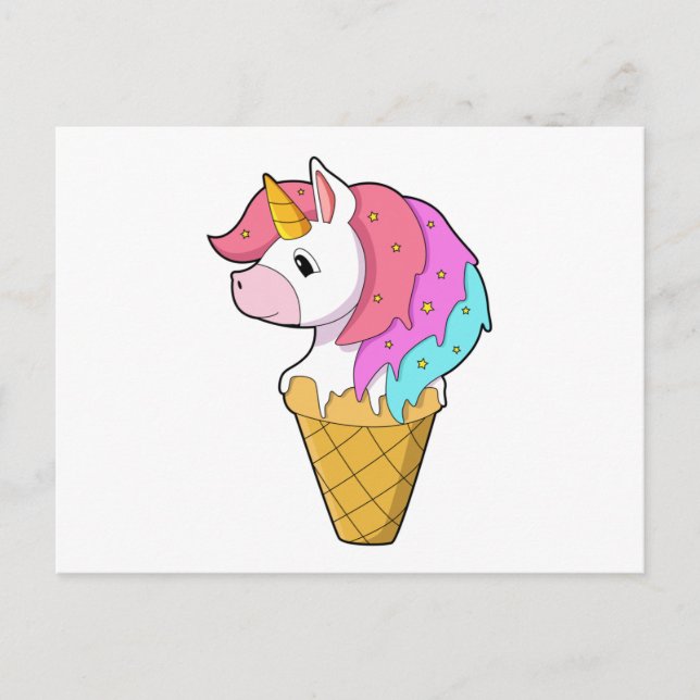 Unicorn with Ice cream Postcard (Front)