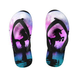 Unicorn with little fairy kid's flip flops