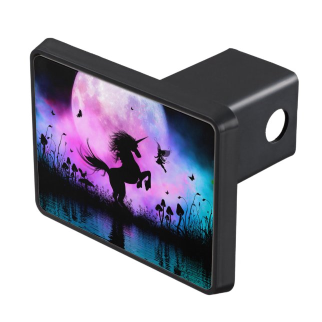 Unicorn with little fairy trailer hitch cover (Top Right)