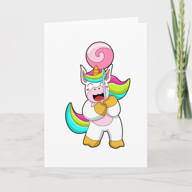 Unicorn with Lollipop Card (Front)
