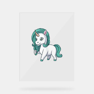 Unicorn With Petrol Mane Cute Funny Unicorn Design Acrylic Sign