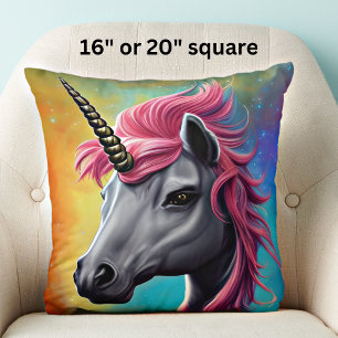 Unicorn with Pink Mane  Throw Pillow
