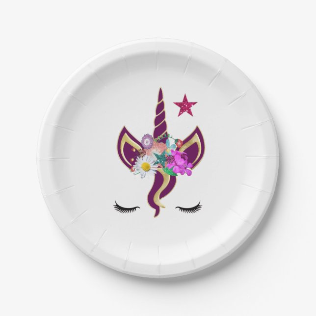 Unicorn with Pony Themed Paper Plates (Front)