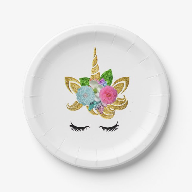 Unicorn with Pony Themed Paper Plates (Front)