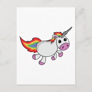 Unicorn with Rainbow Mane and Tail Postcard