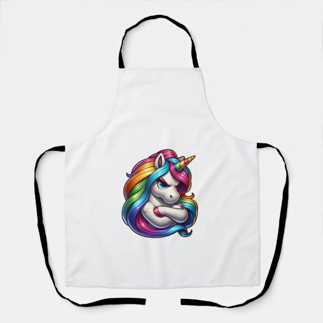 Unicorn With Rainbow Mane Art Tank Top Apron (Front)