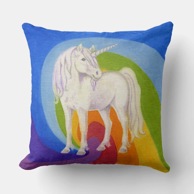 Unicorn with Rainbow square pillow (Front)
