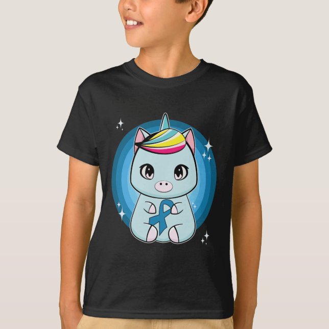 Unicorn With Ribbon Diabetes Awareness  T-Shirt (Front)