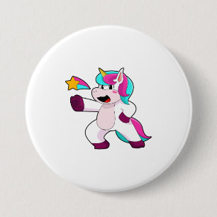 Unicorn with Star 3 Inch Round Button