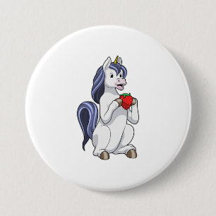 Unicorn with Strawberry Fruit 3 Inch Round Button