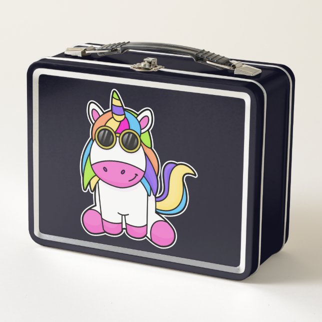 Unicorn with Sunglasses Metal Lunch Box (Front)