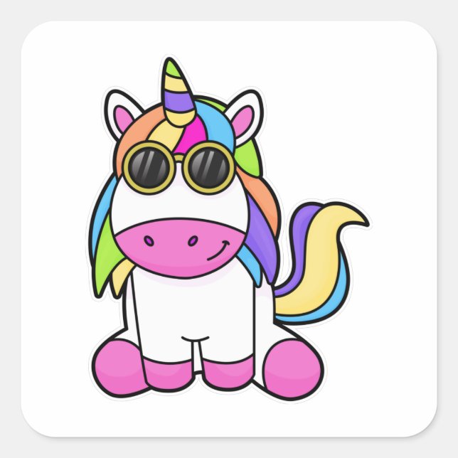 Unicorn with Sunglasses Square Sticker (Front)