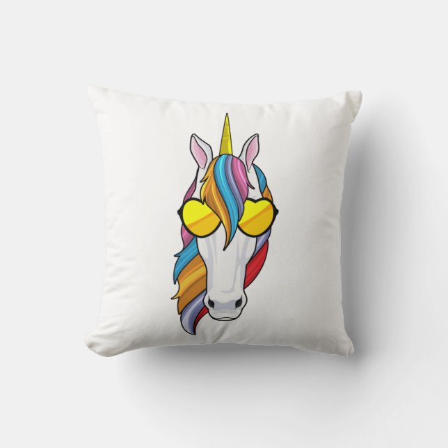 Unicorn with Sunglasses Throw Pillow (Front)