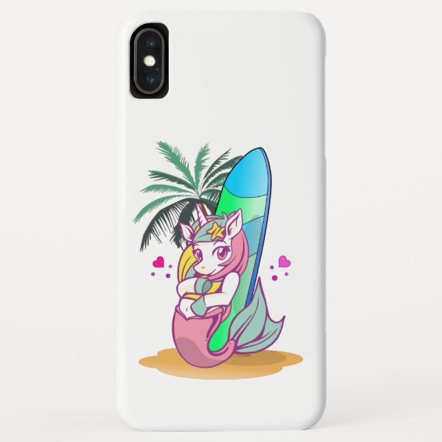 Unicorn with surfboard on the beach Case-Mate iPhone case (Back)