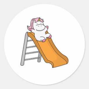Unicorn with Swing Classic Round Sticker