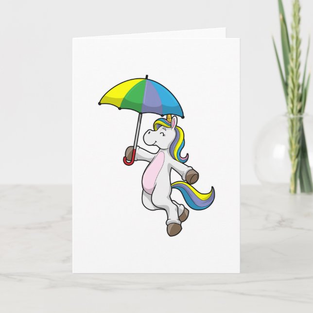 Unicorn with Umbrella Card (Front)