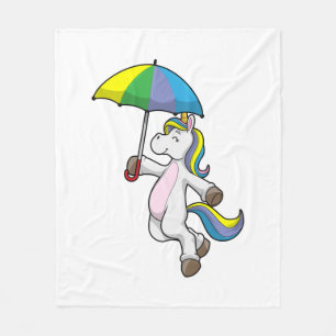Unicorn with Umbrella Fleece Blanket