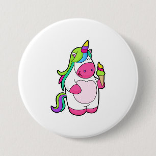 Unicorn with Waffle Ice cream 3 Inch Round Button