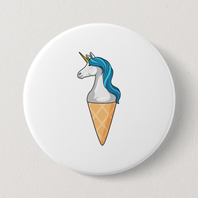 Unicorn with Waffle ice cream 3 Inch Round Button (Front)