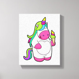Unicorn with Waffle Ice cream Canvas Print