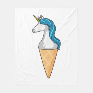 Unicorn with Waffle ice cream Fleece Blanket