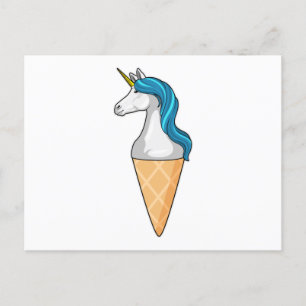 Unicorn with Waffle ice cream Postcard