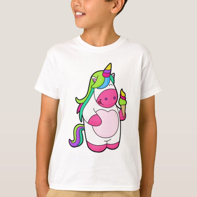 Unicorn with Waffle Ice cream T-Shirt (Front)