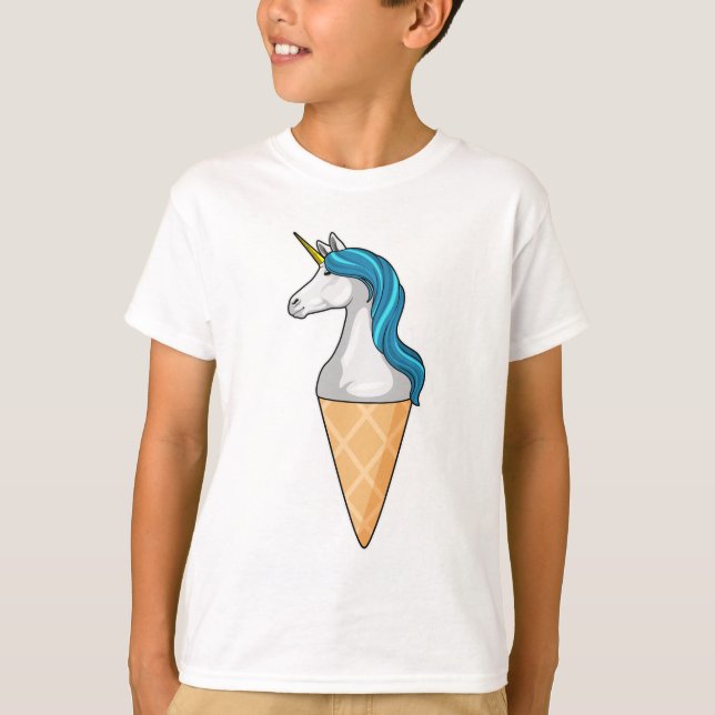 Unicorn with Waffle ice cream T-Shirt (Front)