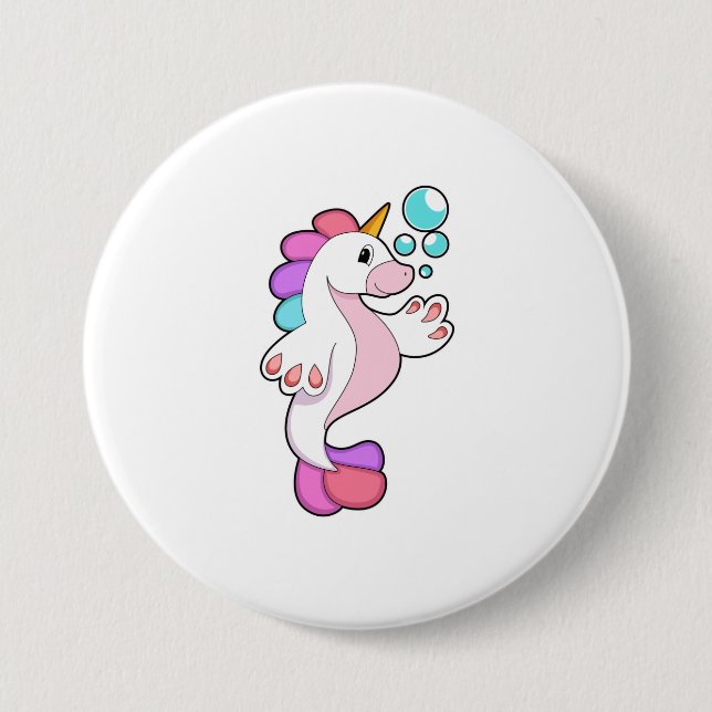 Unicorn with Water bubbles.PNG 3 Inch Round Button (Front)