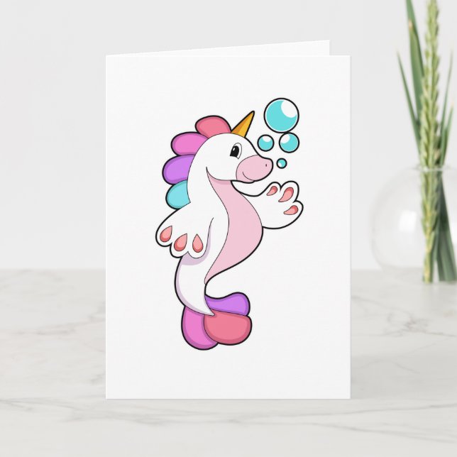 Unicorn with Water bubbles.PNG Card (Front)