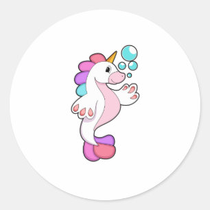 Unicorn with Water bubbles.PNG Classic Round Sticker