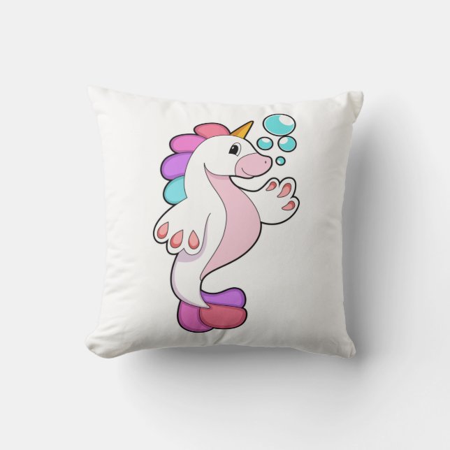 Unicorn with Water bubbles.PNG Throw Pillow (Front)