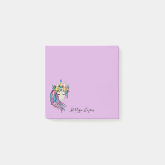 Unicorn With wild Flowers In Watercolor Post-it Notes