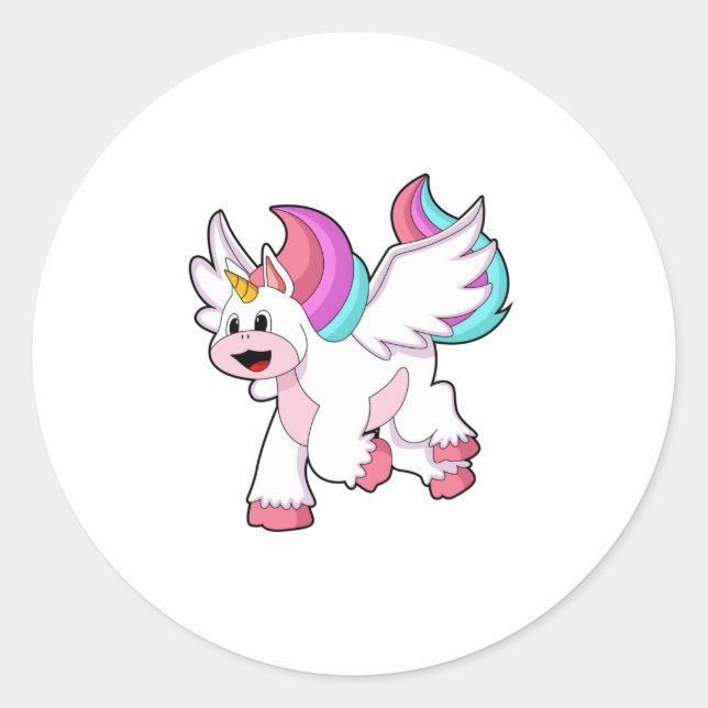 Unicorn with Wing.PNG Classic Round Sticker (Front)