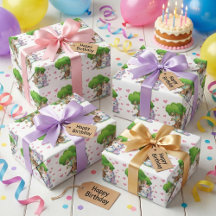 Unicorn & Woodland Friends Wrapping Paper Cute 