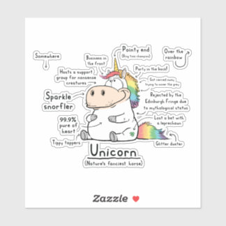 Unicorn Wordy Art Vinyl Sticker