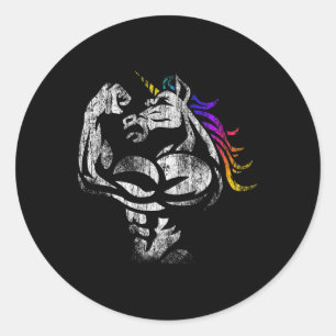 Unicorn Workout Fathers Day Gift Weightlifting Gym Classic Round Sticker