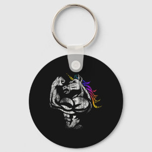 Unicorn Workout Fathers Day Gift Weightlifting Gym Keychain