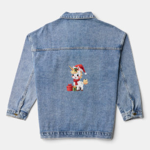 Unicorn Xmas Decoration Santa Unicorn Christmas T- Denim Jacket