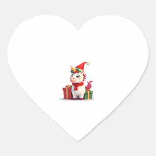 Unicorn Xmas Decoration Santa Unicorn Christmas T- Heart Sticker