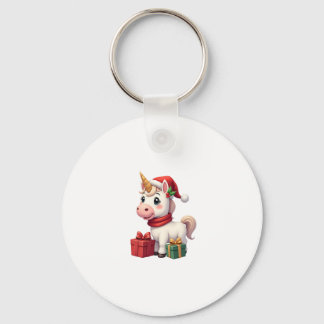 Unicorn Xmas Decoration Santa Unicorn Christmas T- Keychain