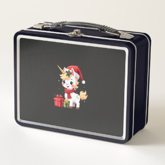 Unicorn Xmas Decoration Santa Unicorn Christmas T- Metal Lunch Box