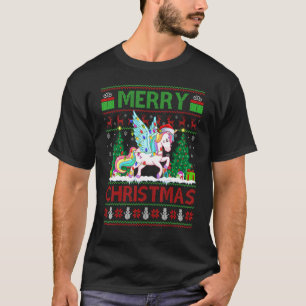 Unicorn Xmas Tree Lights Ugly Santa Unicorn Chri T-Shirt
