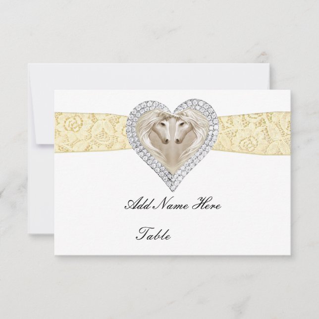 Unicorn Yellow Lace Table Place Card (Front)