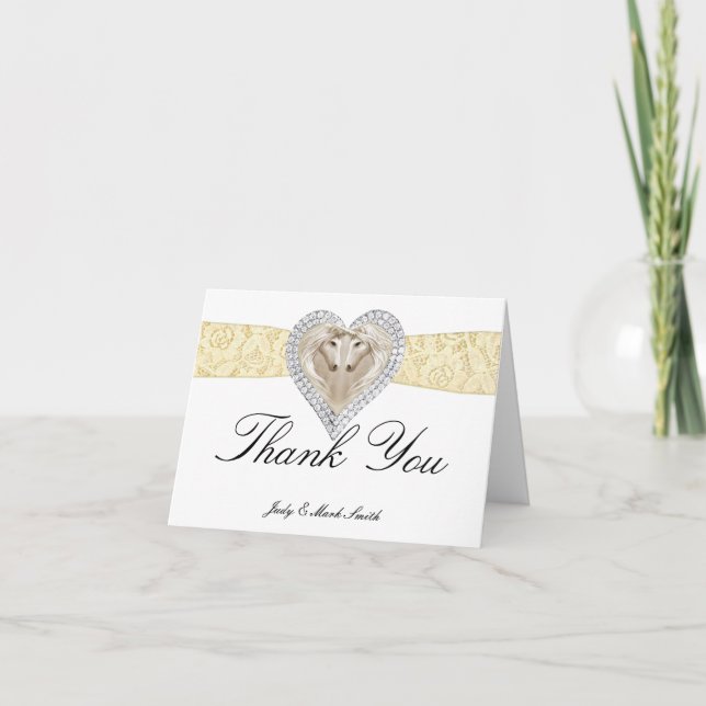 Unicorn Yellow Lace Thank You Card (Front)