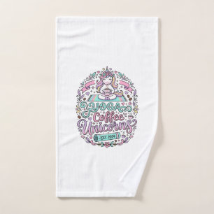 Unicorn Yoga Coffee Unicorns Stylish T-Shirt Desig Hand Towel